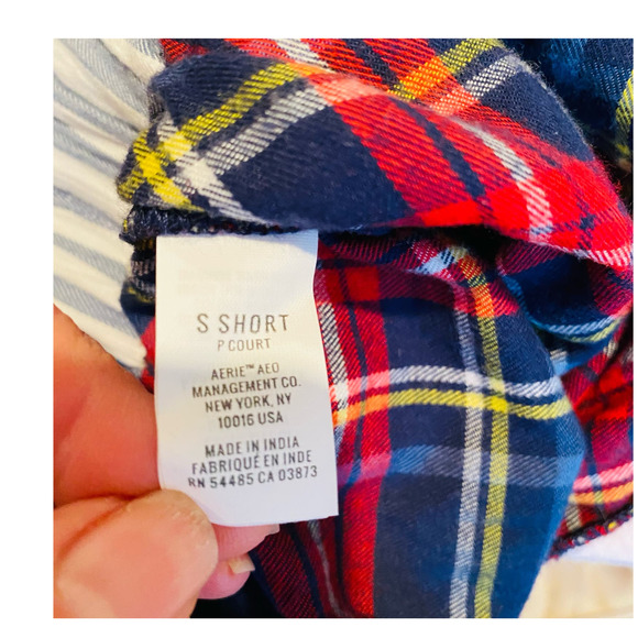Aerie Plaid Cotton Flannel Red Navy Loungewear Pajama Pants Sleepwear Small NEW - Picture 10 of 10